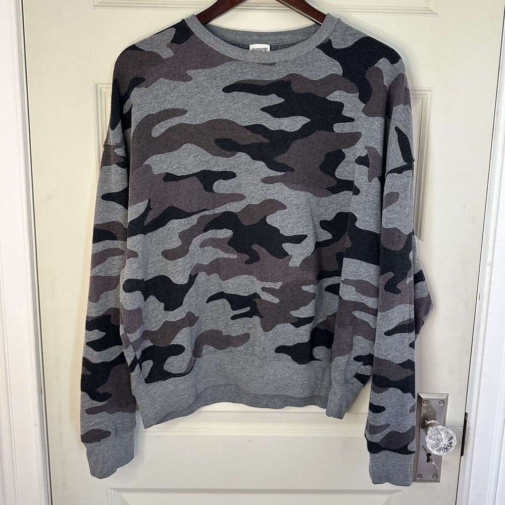 Victoria's Secret Pink Black Gray Camo Sweatshirt Women S Pullover Crewneck Gray